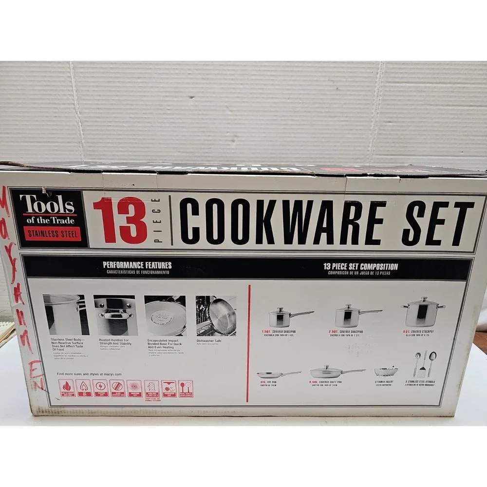 Tools of the Trade Stainless Steel 13-Pc. Cookware Set, Open Box